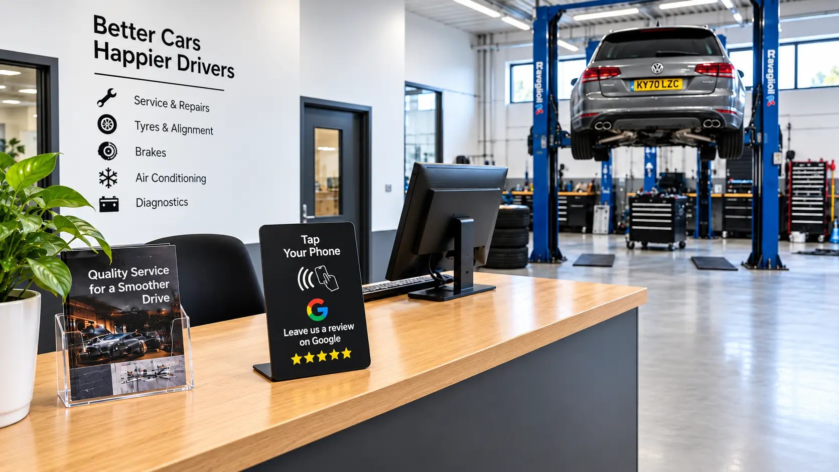 Bilverkstad – NFC-produkt i användning