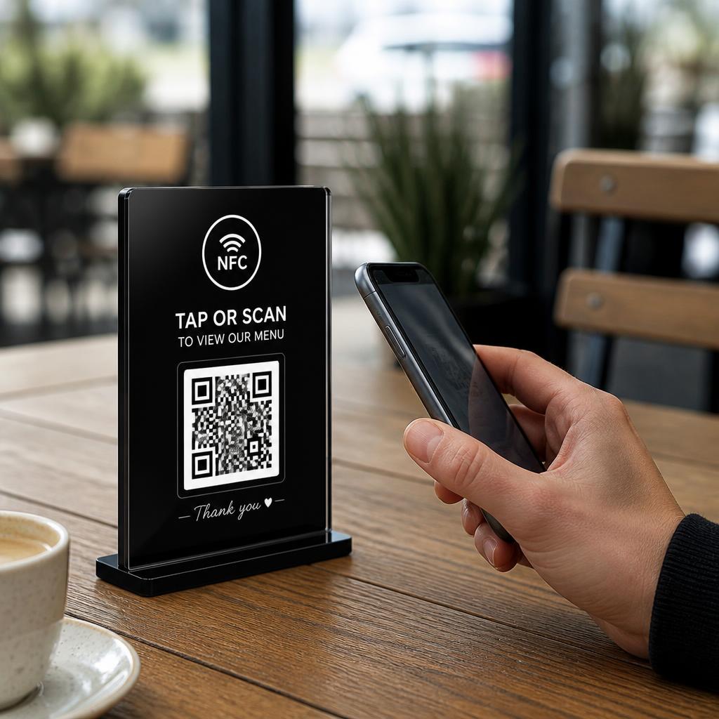 NFC-menyställ på ett café